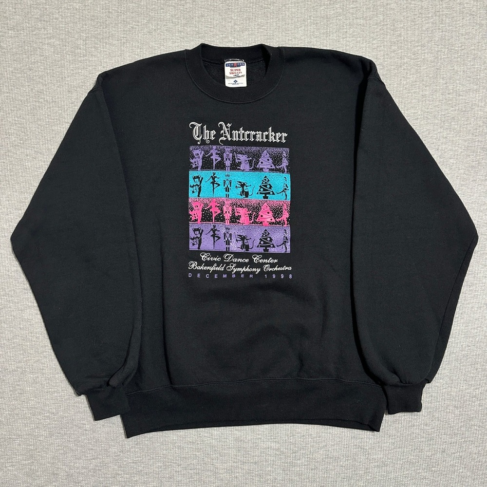 Vintage 1998 Nutcracker Ballet Bakersfield Symphony Black Graphic Crewneck Large